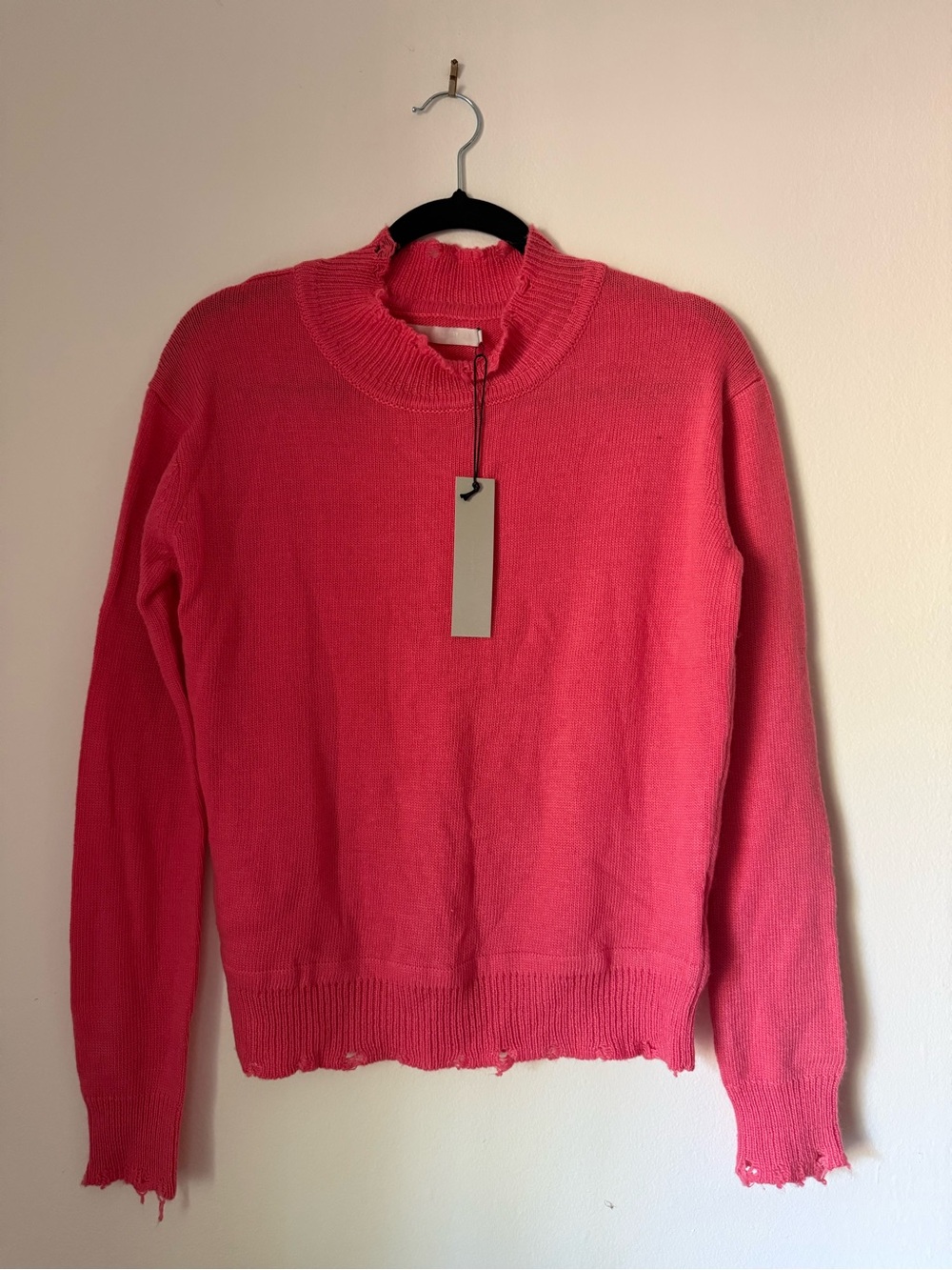 Women's Pink Turtleneck Sweater - Classic Knit - Picture 6 of 7
